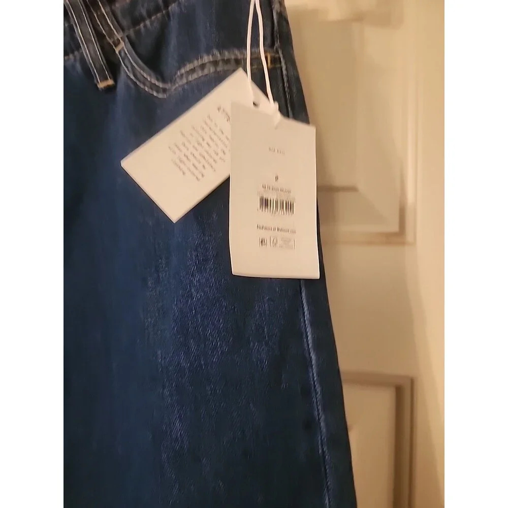 Free Assembly Mid Rise Tie Waist Relaxed Jeans Blue Size 2 Denim Paperbag - Picture 6 of 8